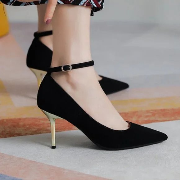 One word with high heels, fluffy professional single shoes - Picture 2 of 5